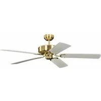 Pepeo Deckenventilator Deckenventilator Potkuri Messing seidenmatt / Weiß, Mit Zugschnur