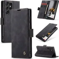 CaseMe Handyhülle Premium Hülle für Samsung Klapphülle Samsung S25 Ultra-Schwarz
