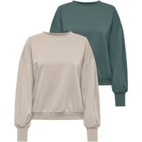 ONLY Sweatshirt ONLBROOKE L/S O-NECK SOLID 2 PACK SWT (Packung, 2-tlg) Baumwollmischung, regular fit