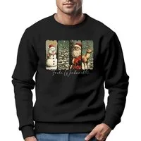 MoonWorks Sweatshirt Sweatshirt Herren Weihnachten Retro Design mit Schneemann Tannenbaum