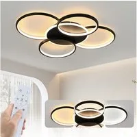 ZMH Deckenleuchte Wohnzimmer Modern 4/5 Flammig Ringoptik Design 37/70W Schlafzimmer, Augenschutz, Einfache Installtion, LED fest integriert, 3000-6500K, 67cm Modern Dimmbar Bürolampe mit Fernbedienung für Flur Hotel