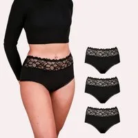 Taynie Periodenslip Deluxe extra stark - Periodenunterwäsche starke Blutung - Damen (Spar-Set, 3-St., 3er-Pack) Auslaufsichere Periodenunterwäsche / Periodenslip aus Bio Baumwolle
