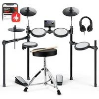 Donner E-Drum Kinder Elektronisches Schlagzeug Set Leises Mesh Pads DED-70,Komplettset, Kopfhörer Sticks Drumhocker, für Anfänger Kinder von 4-14 Jahren mit Kopfhörer 4-14