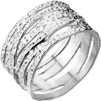 BUNGSA Fingerring 57 (18.1) Ring gekreuzt und gehämmert silber aus Edelstahl Damen (Ring, 1-tlg), Damen