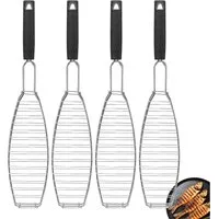 bremermann Grillguthalter Fisch-Grillhalter 4er Set Fischhalter, Fischgriller, Fischbräter, Edelstahl, Kunststoff, (4-St), für Fische bis ca. 30 cm Länge
