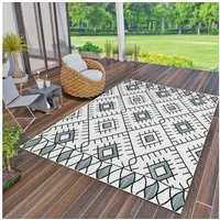Vimoda Outdoorteppich In- und Outdoor Läufer Terrassen & Balkon Küche, Rechteckig, Läufer Flachgewebe Rauten Boho