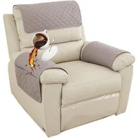 Zyronn Sesselschoner Für Relaxsessel Mit Armlehnen, Sesselbezug Mit Taschen, Wasserdicht & rutschfest Möbelschutz für Sofa, Stuhl