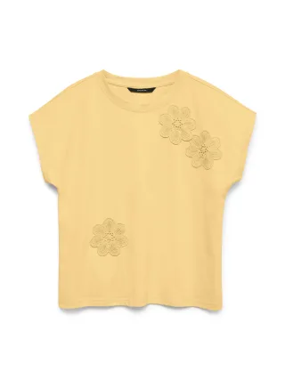 VERO MODA - VMLILLIBET SS FLOWER TEE EXP Golden Haze - Gr. - L