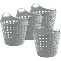 Kreher Wäschekorb Flexi Korb 35 Liter mit Loch (Farbe/Set wählbar) (4 St)