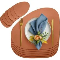Youyijia Platzset 6er Set Tischset aus Leder-Imitat, Starke rutschfeste