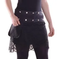 Vishes Wickelrock Mini Lagen Wickelrock Spitzenrock Spitze Baumwolle Lagenlook, Elfen, Goa, Hippie Style