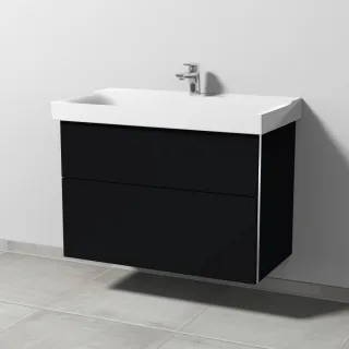 Sanipa 3way Waschtischunterbau zu Geberit Xeno2 Waschtisch mit 2 Auszügen, Schwarz-Matt BS66108