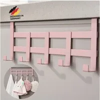 DEKAZIA Türgarderobe Kindergarderobe Tür Garderobe Türhaken Haken Tür, Kinderzimmer, Garderobe, Haustür, Zimmertür, Schranktür, Flur, Bad, Badezimmer, Schubladen, (Inkl. Filzpads, für alle gängigen Zimmertüren, Schranktüren, 4 Farben), zum Einhängen 