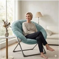 ANYSUN Klappstuhl Klappbarer Schafwoll-Saucertischstuhl,Tragbarer Weicher Mondstuhl, (Klappstuhl Klappstühle,Gartenstuhl, bis 110KG, 1 St), für Wohnheimplätze, Wohnungen, Entspannungsbereiche,Gärten Höfe