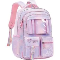 ibettertec Schulrucksack Kinderrucksack Mädchen, Schulranzen mit Großer Kapazität (Schulranzen Mädchen 1-6. klasse, Leichte und Wasserdichte Nylon Schultasche), für Kinder Schule oder Reisen