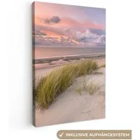 OneMillionCanvasses® Leinwandbild Strand - Meer - Dünen - Niederlande - Rosa, Fotodruck (1 St), Leinwand Canvas Wandbild, Wanddekoration 20x30 cm