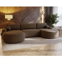 Compleo Ecksofa Design U-Form Ecksofa Bouclé, luxuriöses, runde Formen OLIO, Modern Wohnzimmer, komfortables Couch