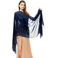 Zaewry Modeschal Glänzender Modeschal, Damen-Strass-Schal, modischer Chiffon-Schal, Stola für Abendkleider