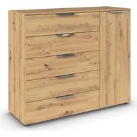 rauch Schubkastenkommode Kommode Türkommode Sideboard Kombikommode FLIPP (Breite 120 cm mit 2 Einlegeböden), 1-türig mit 5 Schubladen und Soft-Close-Funktion