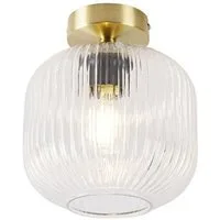 Qazqa Deckenleuchte Karel, ohne Leuchtmittel, Warmweiß, QAZQA Deckenleuchte, e27, Gold, Glas, Art Deco