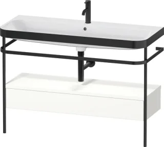 Duravit Happy D.2 Plus c-bonded Set mit Metallkonsole und Schubkasten Weiß Seidenmatt 1175x490x850 m HP4744O36360000