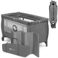 lionelo Baby-Reisebett Stefi Plus, 2in1: Babybett & Laufstall , Kompakte Größe , Luftiges Netz