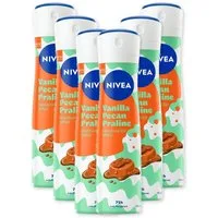 Nivea Deo-Spray Deo Vanilla Pecan Praline 6x150ml 72h Anti-Transpirant Limited Edition, Set, 6-tlg., 0 % Ethylalkohol