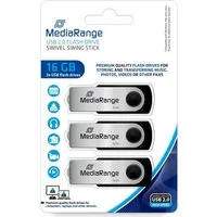 Mediarange Mediarange USB Stick 16GB Speicherstick Swivel Swing silber 3er Pack USB-Stick