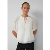 s.Oliver Kurzarmbluse Bluse Festliche Chiffon-Bluse mit Plissee und Rüschen