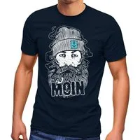Neverless Print-Shirt Herren T-Shirt Moin Kapitän Bart Anker Nordisch Nordmann Norddeutsch mit Print