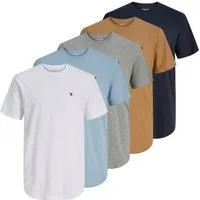 Jack & Jones Rundhalsshirt JPRBLABRODY im 5er-Pack, mit Logodruck, Rundhals und atmungsaktiv (Packung, 5-tlg., 5er-Pack) Rundhals, normal, Baumwolle