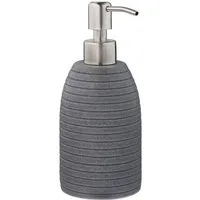 relaxdays Seifenspender Edelstahlpumpe Rille, grau