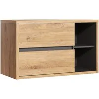Lomadox Waschtisch DANZIG-56, unterschrank 100 cm Shetland Eiche Nb. mit Graphitgrau, : 100/60/46 cm