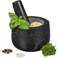 relaxdays Mörser Granit Mörser mit Stößel 12 cm