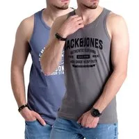 Jack & Jones Tanktop Bedrucktes Shirt aus Baumwolle (2er-Pack) mit Print