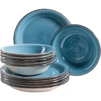 OTTO home Tafelservice Teller Set, Geschirr-Set Bell Tempo (12-tlg), 6 Personen, Keramik, rustikale Holzoptik mit Spiraldekor, 12 Teile, für 6 Personen