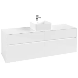 Villeroy und Boch Collaro Waschtischunterschrank C04900DH 160 x 54,8 x 50 cm, Waschtisch mittig, Glossy White