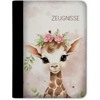 CreaDesign Schreibmappe Kinder Zeugnismappe, Dokumentenmappe, Ordner A4, Giraffe Blume (1-St)