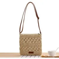 Zaewry Umhängetasche Schultertasche Sommerliche Strohtasche für Damen, kleine Strandtasche, mit Reißverschluss und verstellbarem Riemen