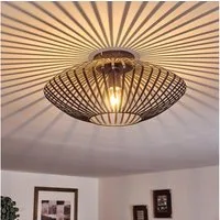 hofstein Deckenleuchte »Pieris« Deckenlampe aus Metall in Schwarz/Gold, ohne Leuchtmittel, E27, Leuchte m. Gitter u. Lichteffekt an der Decke