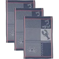 ROSS Geschirrtuch Maritim - Krabben & Co, (Set, 3-tlg), Motivtuch, aus 100% Baumwolle