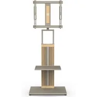 FITUEYES TV-Ständer TV-Standfuß mit verstellbarer Ablage, 32-65 Zoll, (bis 65,00 Zoll, höhenverstellbar, schwenkbar ±30°, aus Buchenholz)