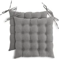 wometo Stuhlkissen Prime 40x40 2er Set, OEKO-TEX®, Sitzkissen mit Steppung & Bändern