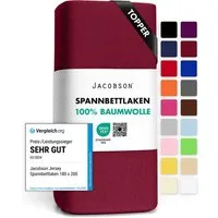 Jacobson Spannbettlaken TOPPER aus 100% Baumwolle, Jersey Bettlaken 160 g/m², Spannbetttuch mit Gummizug, pflegeleicht & viele Farben