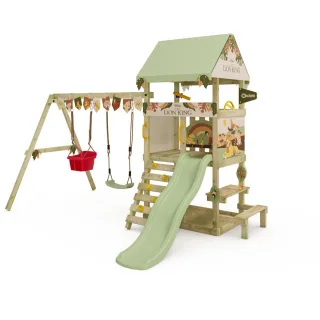 Disney Spielturm DinkyHouse mit Rutsche und Babyschaukel - Massivholz Kletterturm für kleine Gärten - Sicherer Spielspaß im Garten von Wickey