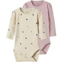 Name It Langarmbody NBFNUTTI 2P LS BODY NOOS (Packung, 2-tlg) Baumwollmischung, bedruckt und uni im Set