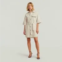 G-STAR Hemdblusenkleid Belted Army Shirt Dress Short Sleeve Wmn mit Bindegürtel für eine taillierte Passform
