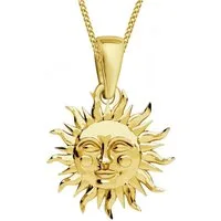 Goldene Hufeisen Kette mit Anhänger Sonne Halskette in Gold - gute Laune und positive Energie, 925 Sterling Silber (hypoallergen)