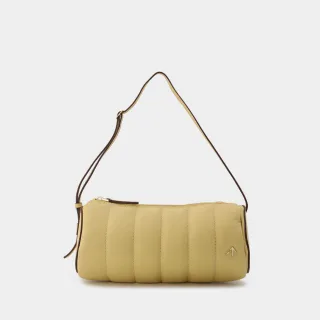 Gepolsterte Zylindertasche aus cremefarbenem Leder