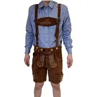 Dretaild Trachtenlederhose Herren Lederhose Tracht Kurz mit Hosenträgern